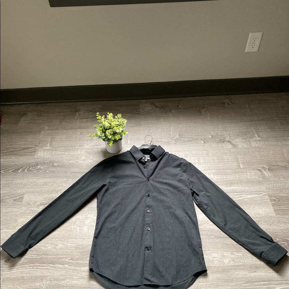 Express Men’s Dk Gray Casual Button-Down Shirt